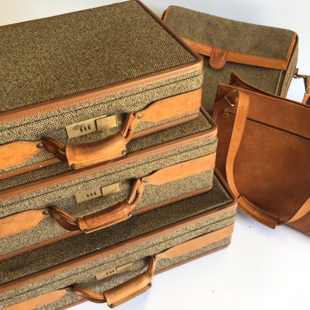 SUITCASE - FULL SET, Hartmann Tweed & Leather - 5 Piece Set